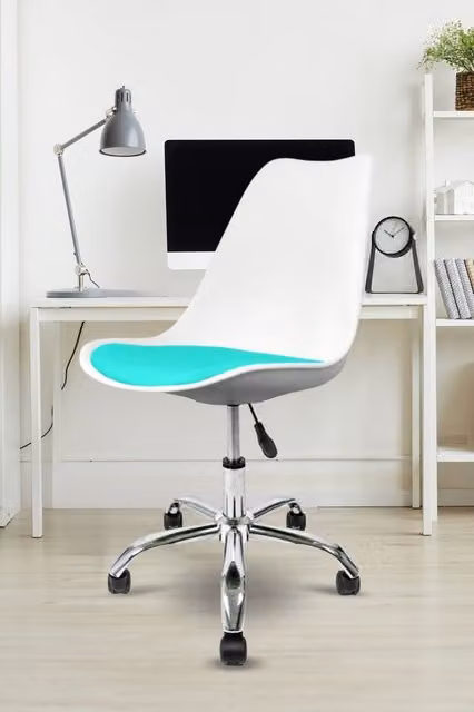 Fusion Living Soho Plastic Dining Chair with Swivel Base in Turquoise – 1