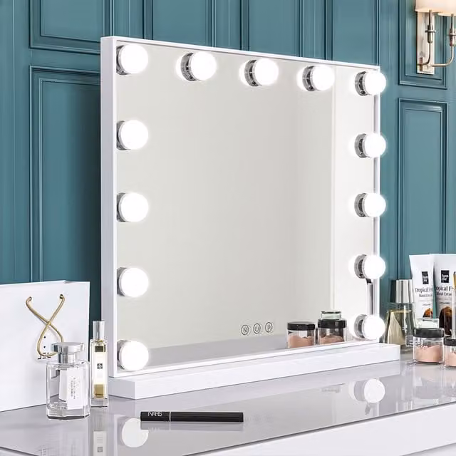 Livingandhome Hollywood Standard Vanity Mirror with LED in White