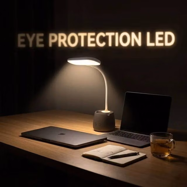 EONLION LED Desk Lamp with Pen and Phone Holder in White – 1