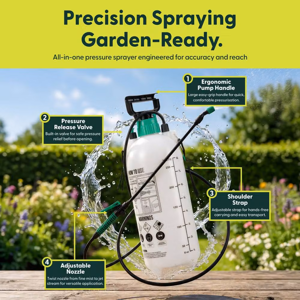 Keplin 8L Manual Pressure Sprayer in White and Transparent – 3