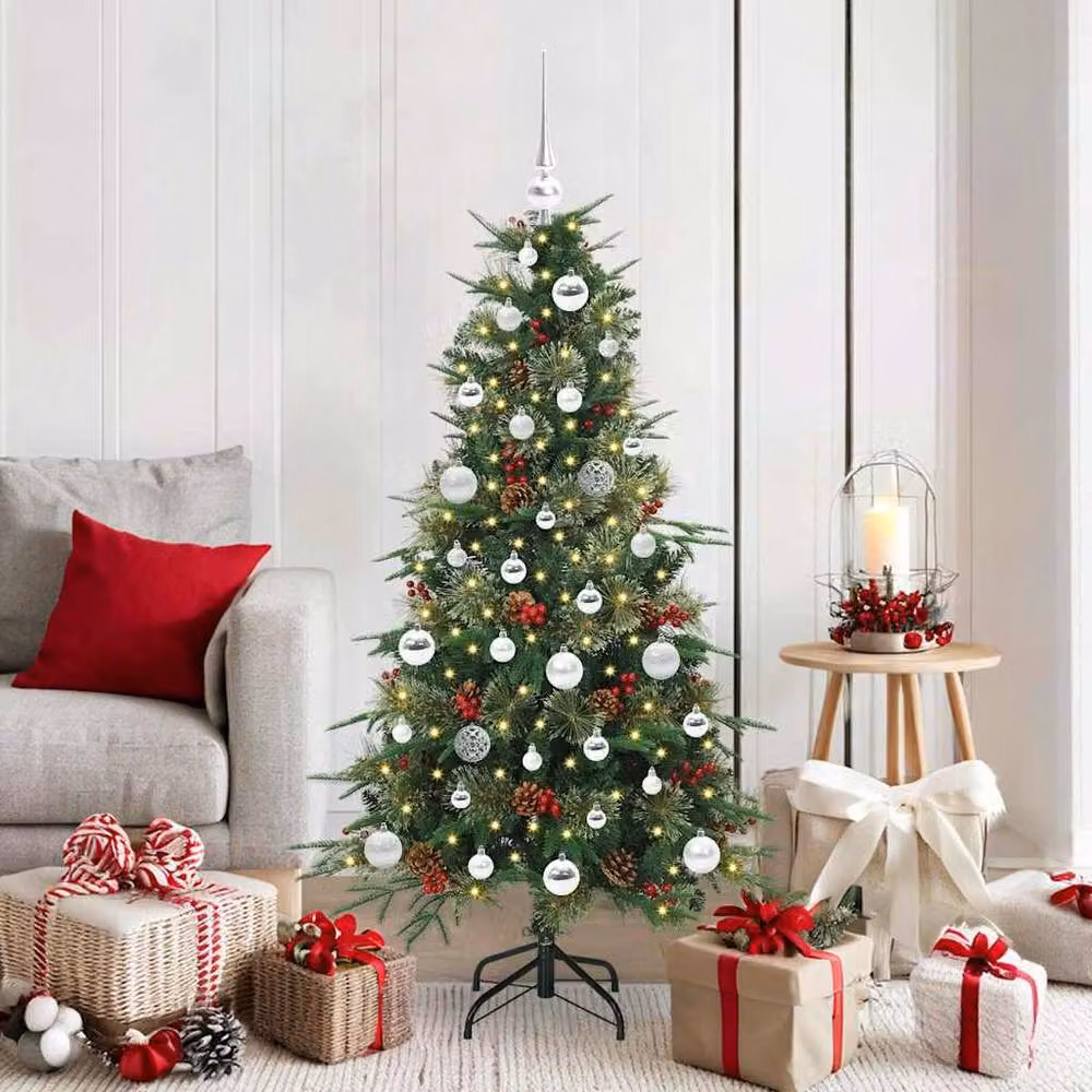 Berkfield Home Elegant Green Artificial Hinged Christmas Tree, Height: 150 cm – 2