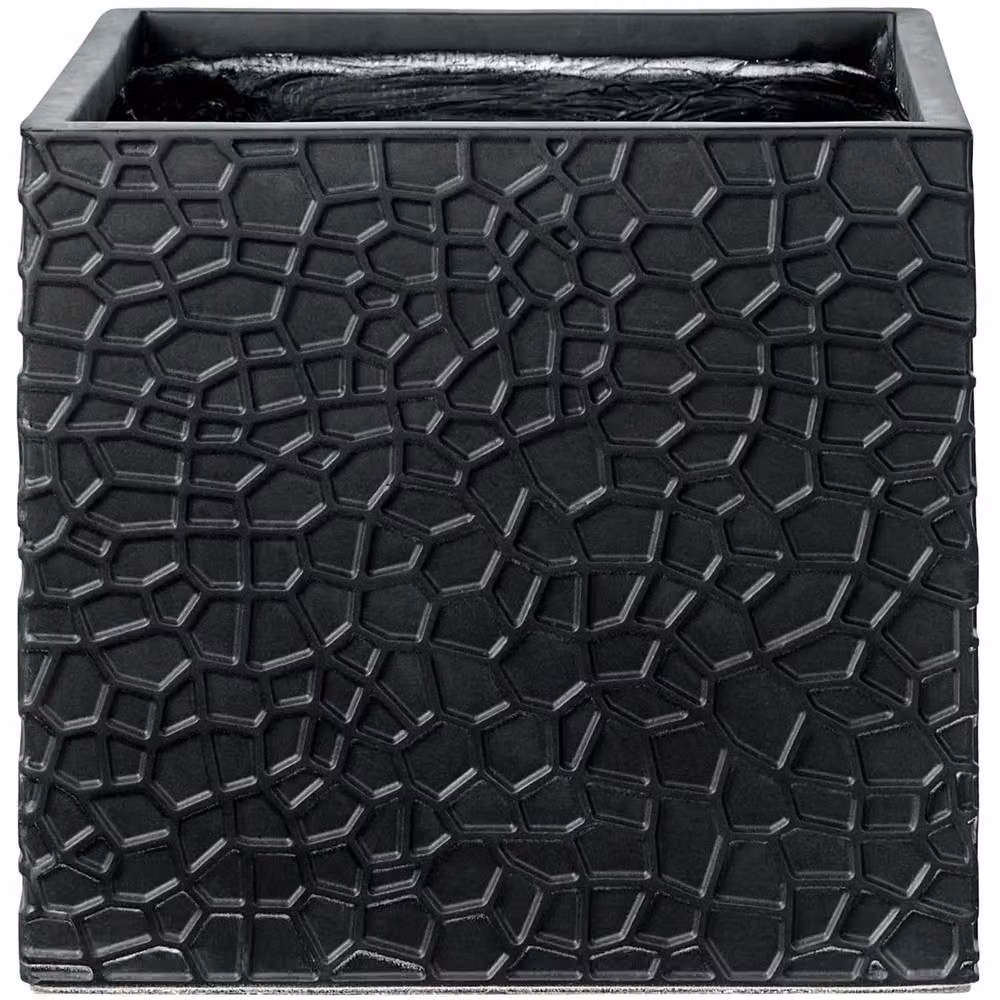Wyld and Coco Black Fibre Clay Square Planter Tub W: 44 cm, D: 44 cm, H: 38 cm – 2