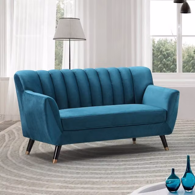 Artemis Home Morgan 2 Seat Velvet Sofa in Petrol Blue – 1