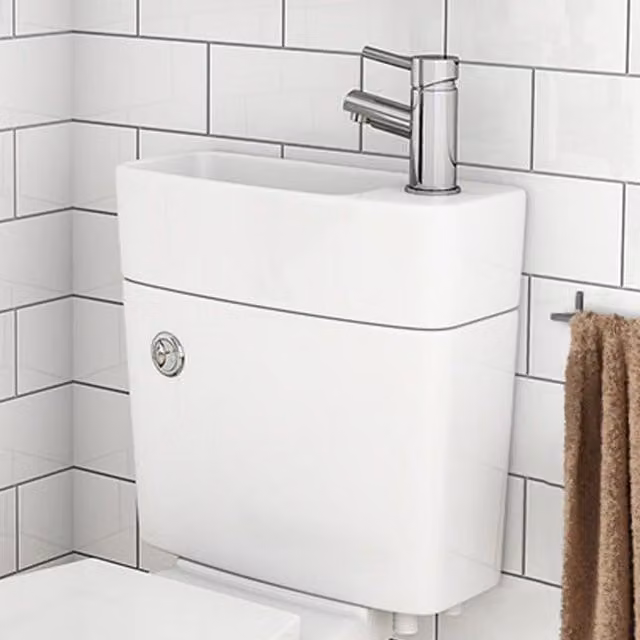 Nes Home Compact Combo 2 in 1 Floor Standing Close Coupled Cistern and Basin in White