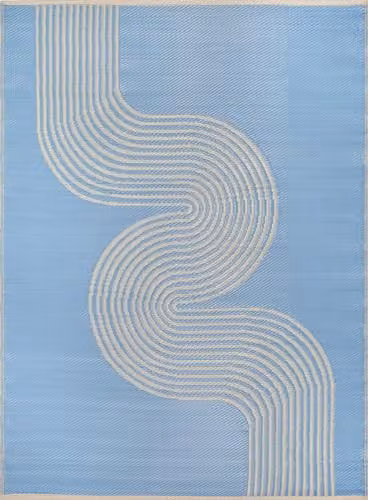 THE RUGS Urban Collection Reversible Outdoor Rug, Wave Design, Blue and Beige, W: 90 cm, L: 150 cm – 3