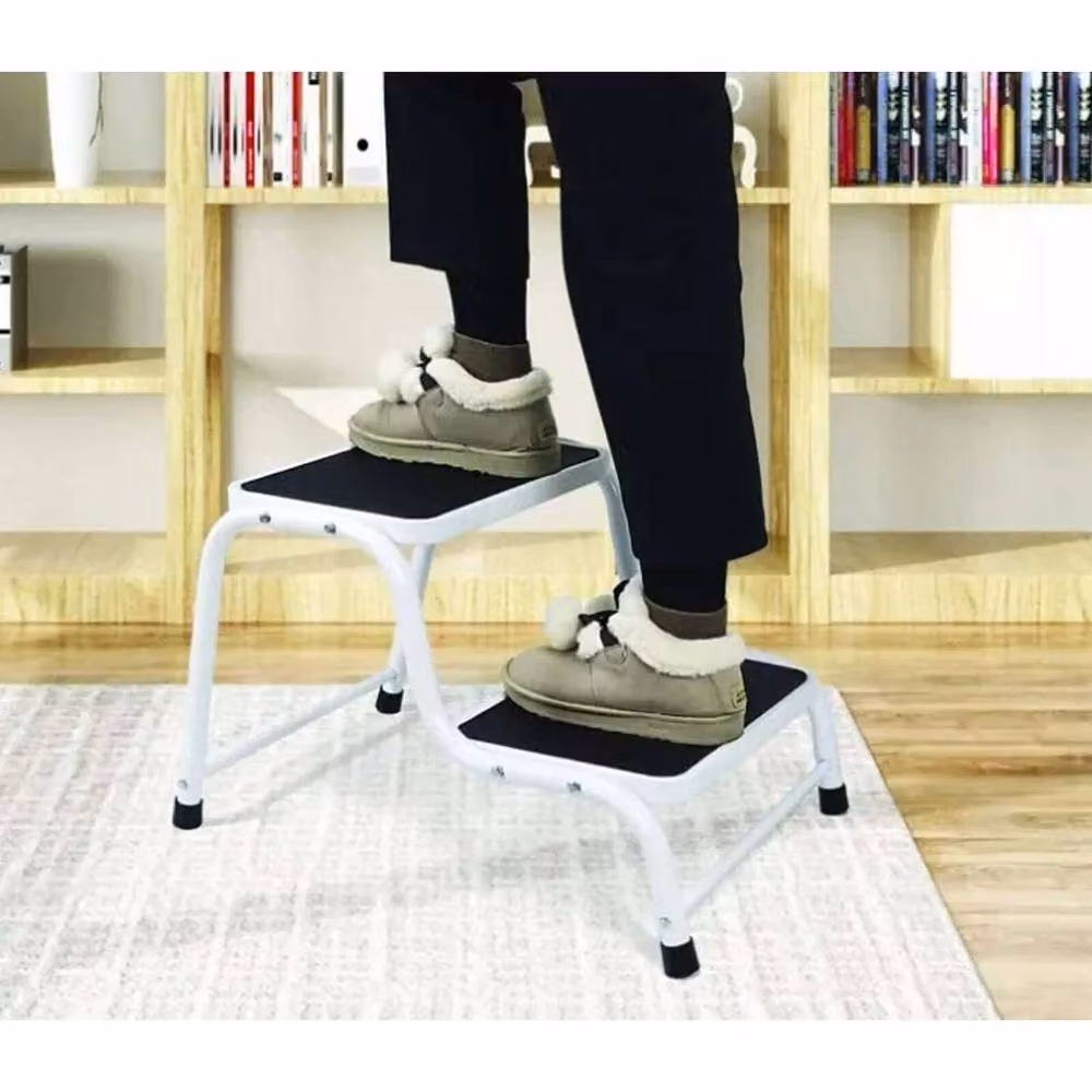 PAWNORA White Steel Double Step Stool with Non-Slip Rubber Feet – 4
