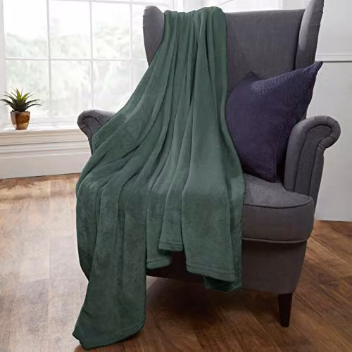 OHS Green Fluffy Fleece Throw Blanket, W/D/H: 150 x 200 cm – 6