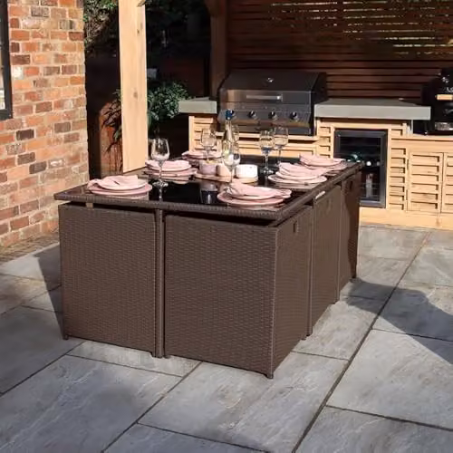 Royalcraft Cannes 10 Seater Brown Rattan Cube Garden Set – 4