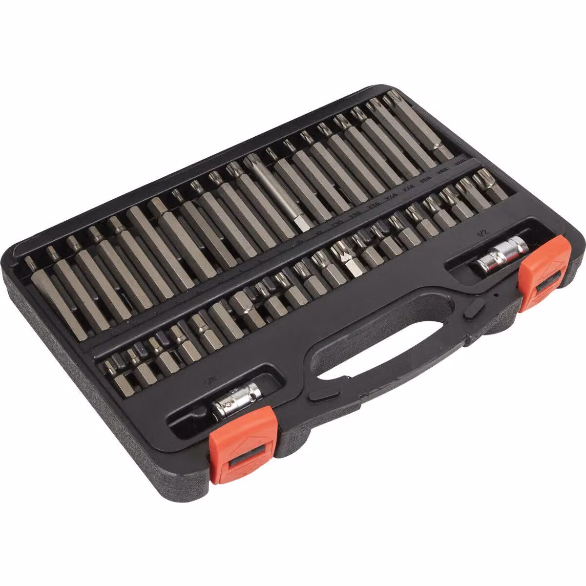 Loops 42pc TRX-Star, Hex and Spline Screwdriver Bit Set in Multicolour Chrome Vanadium Steel with 3/8" and 1/2" Square Drive – 3