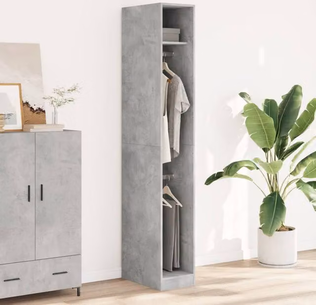 Berkfield Home Concrete Grey Wardrobe in Engineered Wood W/D/H: 30 x 50 x 200 cm – 1