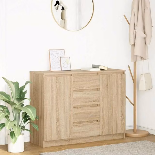 Berkfield Home Sonoma Oak Sideboard with Drawers in Brown, W/D/H: 100.5 x 35 x 76 cm – 1