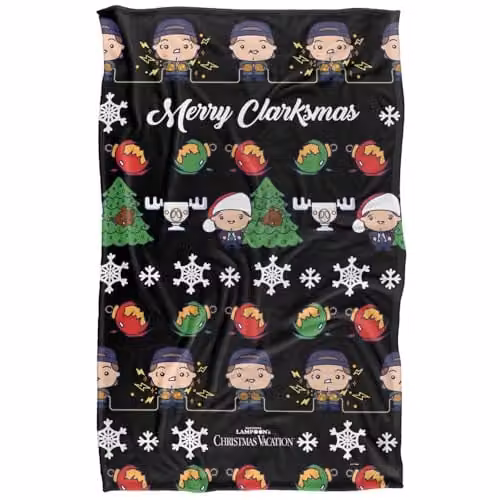Warner Bros. Christmas Vacation Merry Clarkmas Super Soft Fleece Throw Blanket, Multicolour, W: 91 cm, D: 147 cm – 1