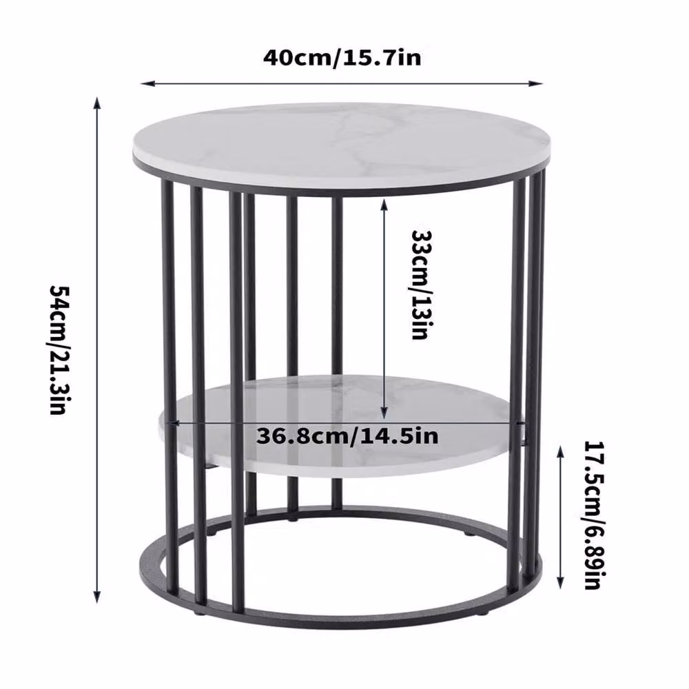 ERGOVEXA Modern Round Marble Coffee Table with Metal Frame in Black, White and Multicolour – 2
