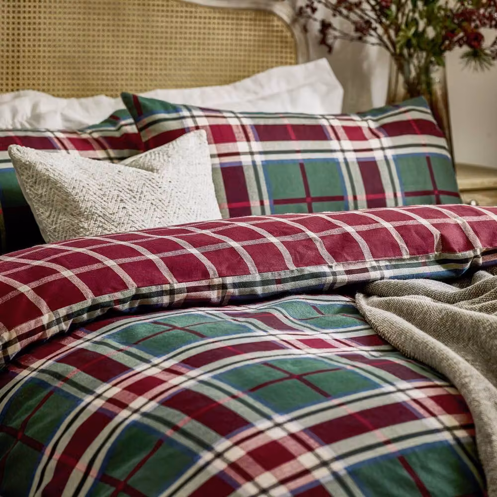 Wylder Braemar Check Reversible 100% Brushed Cotton Flannelette Duvet Cover Set, Multicolour, W: 90 cm, L: 200 cm – 2