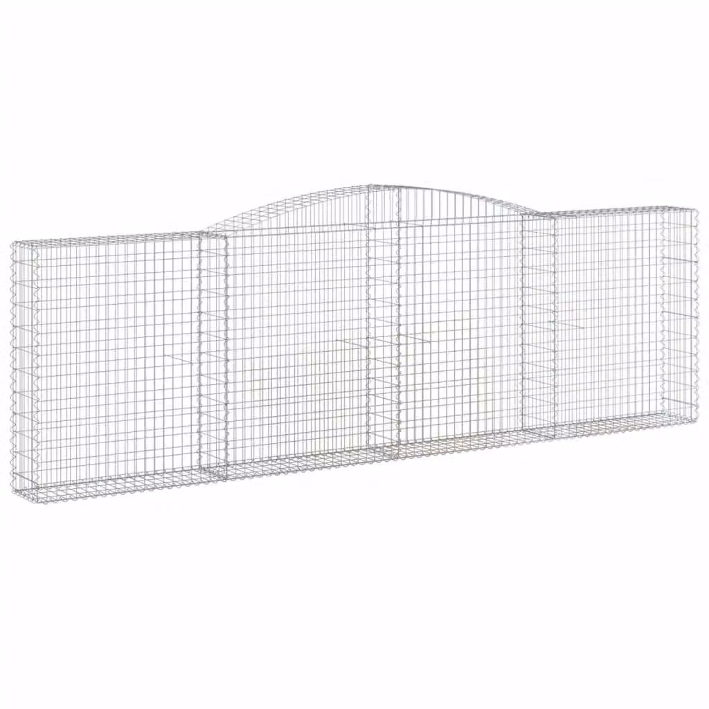Berkfield Home Arched Gabion Basket in Silver Galvanised Steel, W: 400 cm, D: 30 cm, H: 120-140 cm – 2