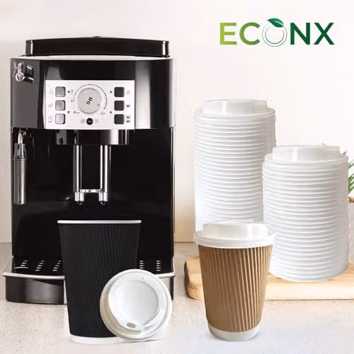 ECONX White Disposable Plastic Sip-Through Lids for 8oz Coffee Cups, 80mm, 100 Pieces – 2