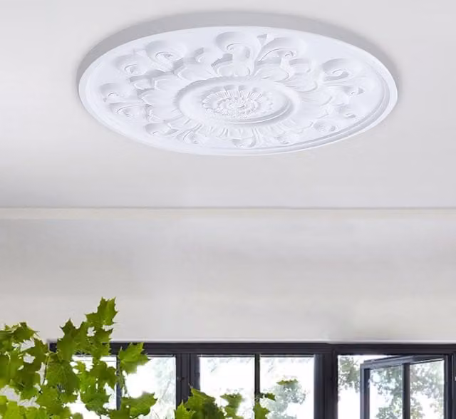 Livingandhome White Floral 3D Polyurethane Ceiling Rose Canopy