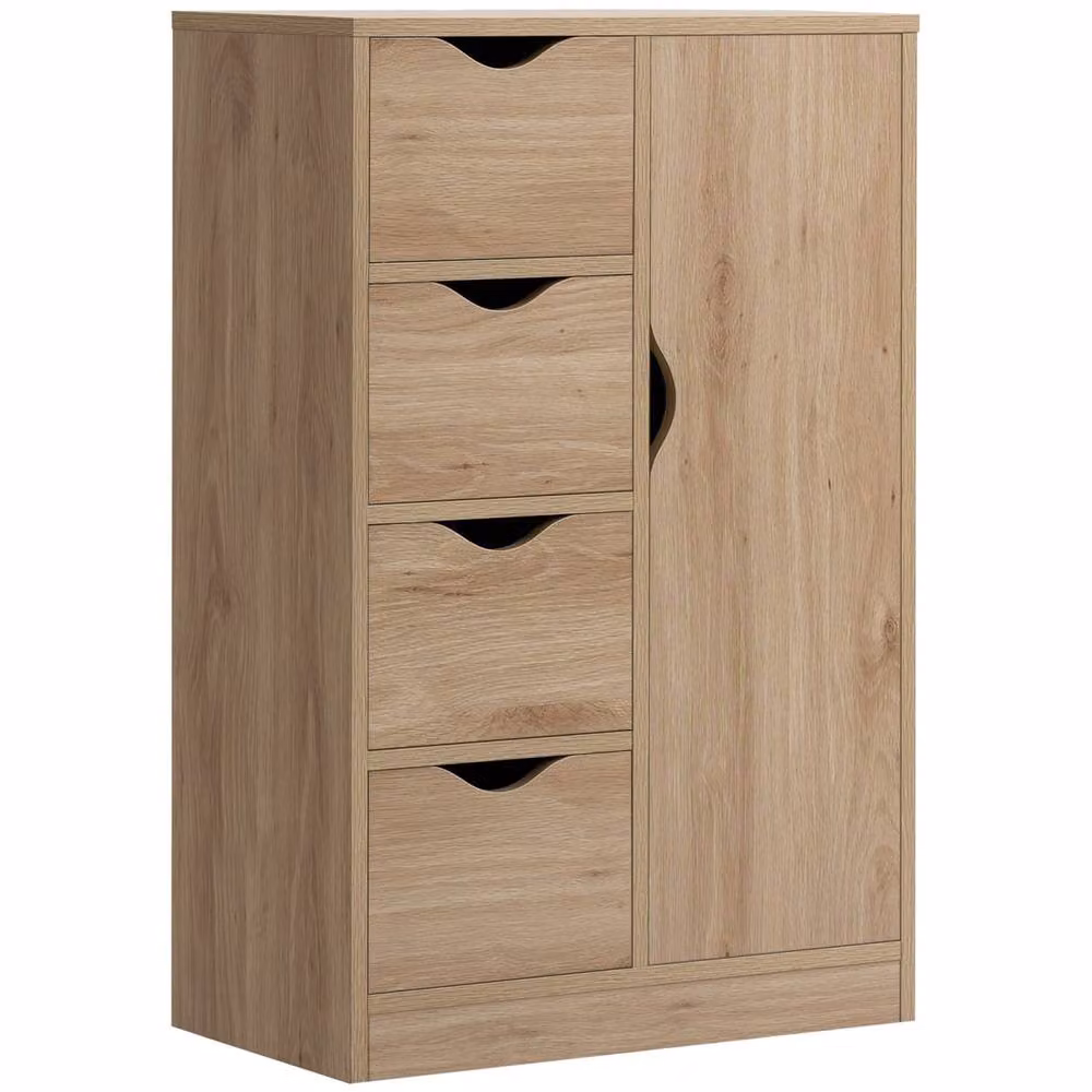 Wyld Haus Lala Natural Finish Freestanding Storage Cabinet with 4 Drawers and Lower Compartment in Brown – 2
