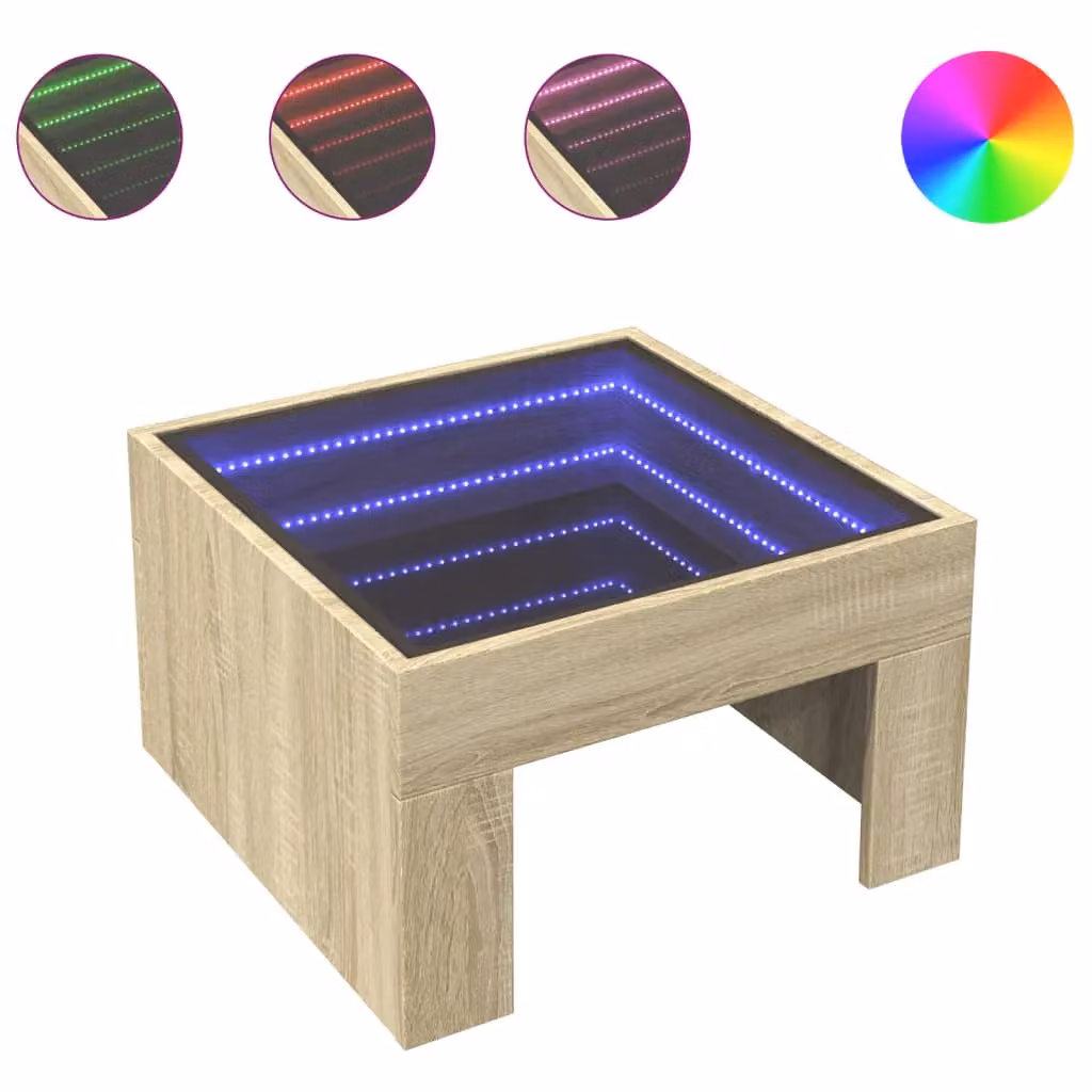 Berkfield Home Infinity LED Coffee Table in Sonoma Oak Brown, W/D/H: 50 x 50 x 30 cm – 2