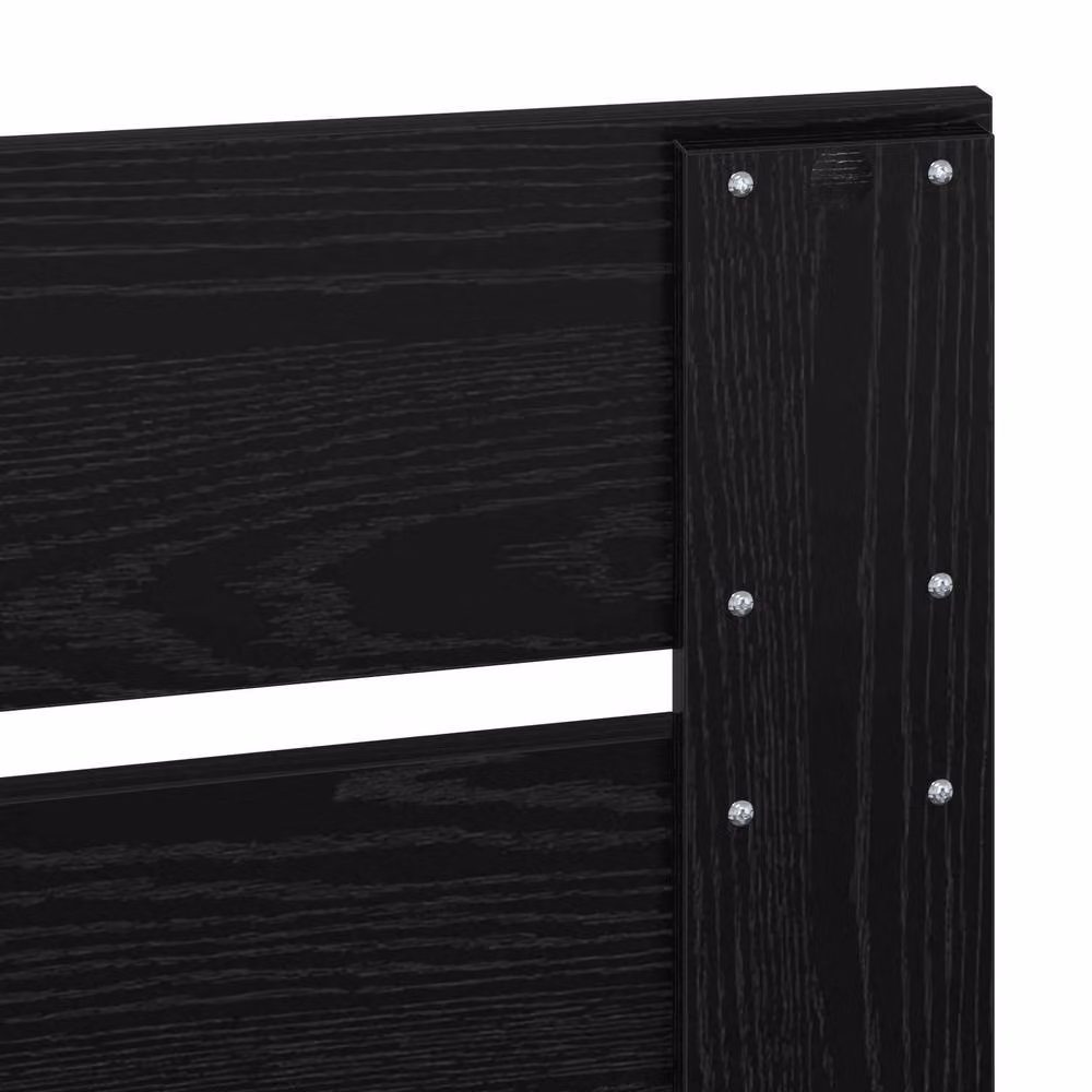 Berkfield Home Modern Bed Frame with Headboard in Black Pine Wood, W/D/H: 100 x 200 cm – 7