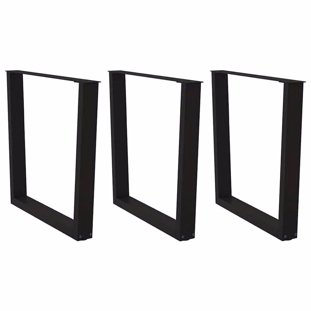 Berkfield Home Modern V-Shape Dining Table Legs, 3 Piece Set, Black Matt Steel, H: 72-73.3 cm x W: 90 cm – 2