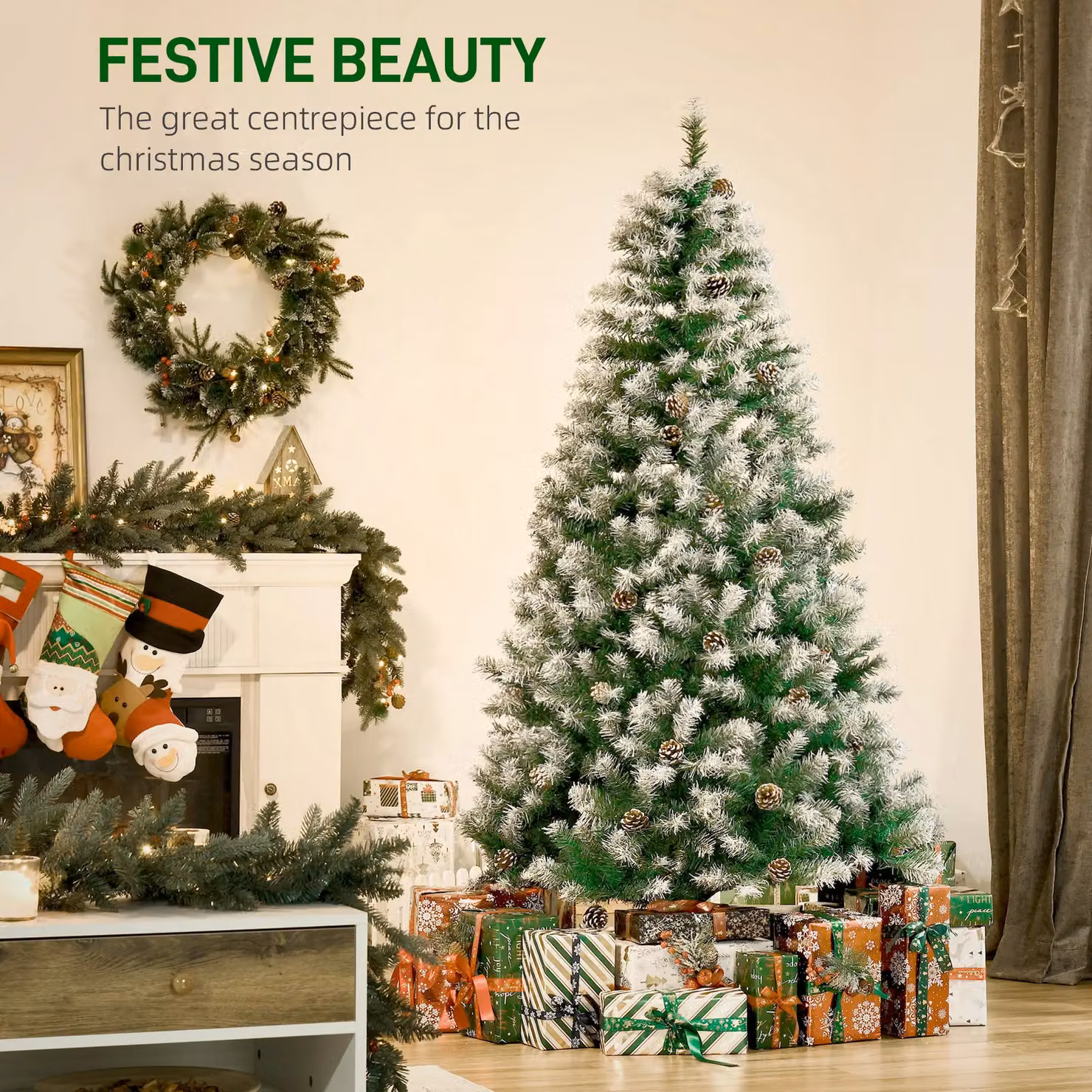 HOMCOM 6ft Green Artificial Christmas Tree – 3
