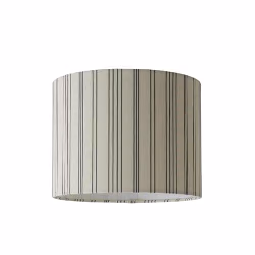 ValueLights Hallie Natural Linen Stripe Small Drum Ceiling Pendant Lamp Shade in Beige with LED Bulb, Width: 26 cm