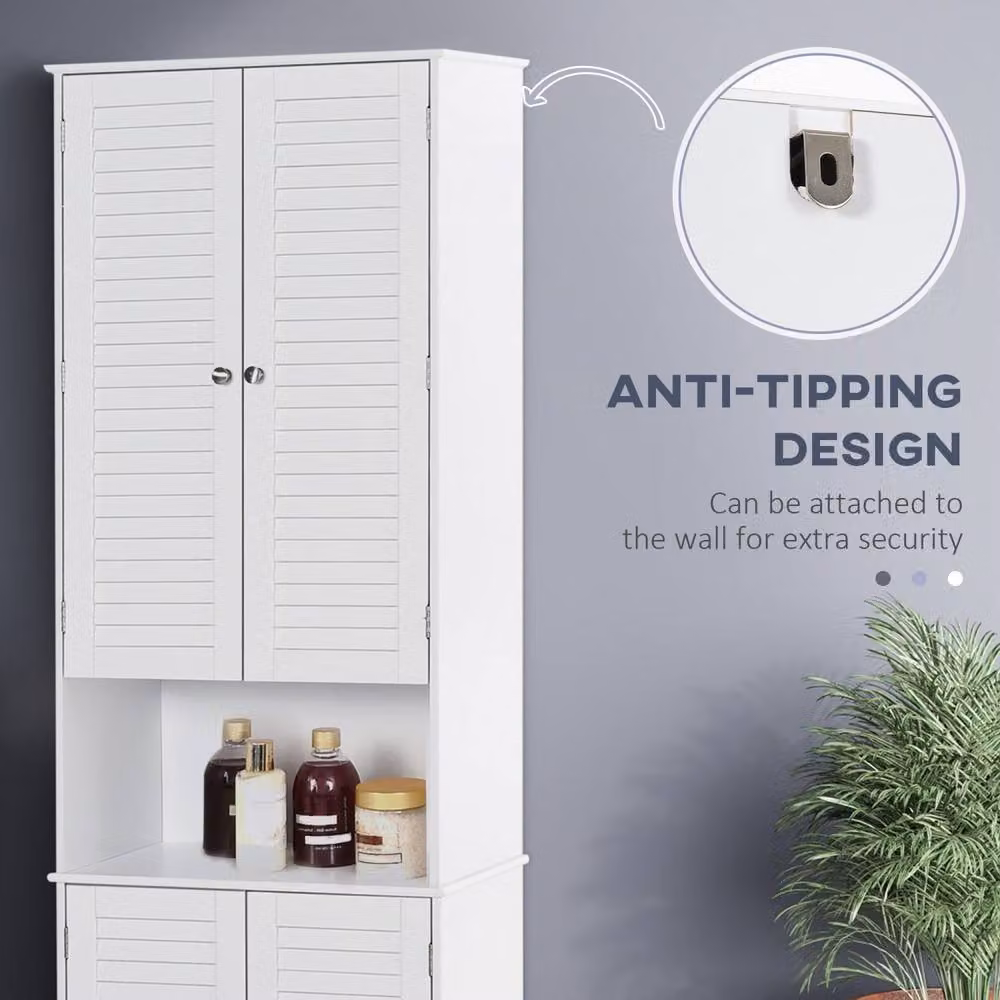 Wyld Haus Vihave Tall Bathroom Cabinet with Roll Shutter Doors in White – 5