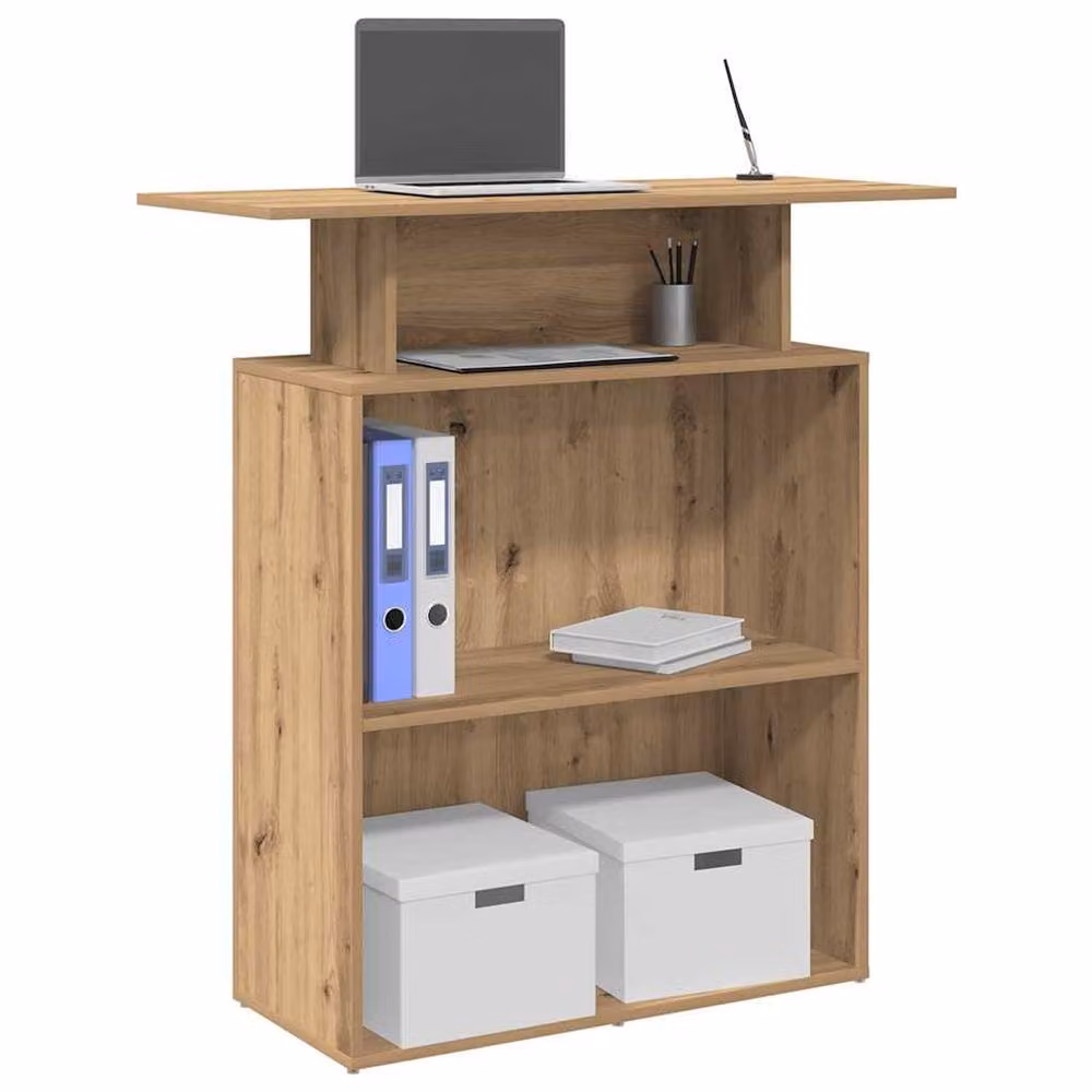 Berkfield Home Artisan Oak Reception Desk in Brown, W: 100 cm, D: 40 cm, H: 104 cm – 2