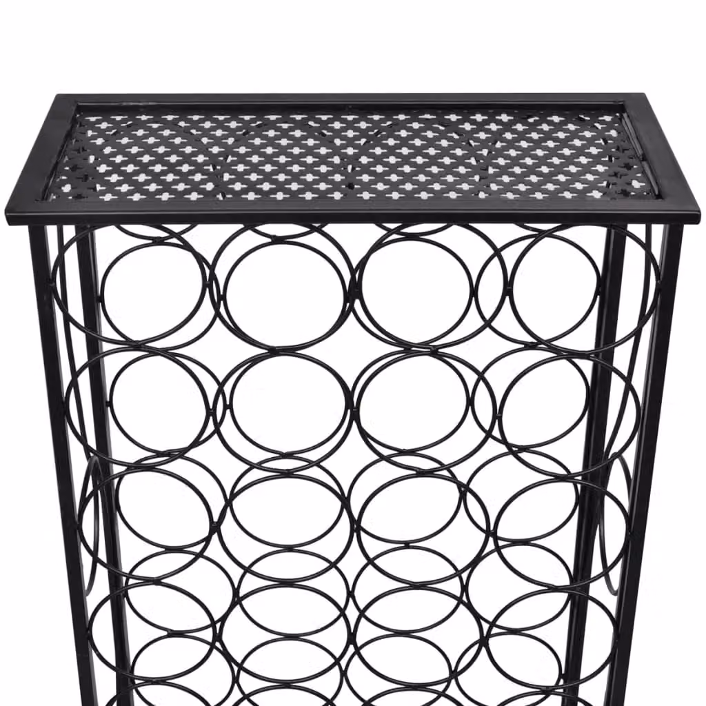 Berkfield Home Matt Black Metal Freestanding Wine Rack for 28 Bottles – 3