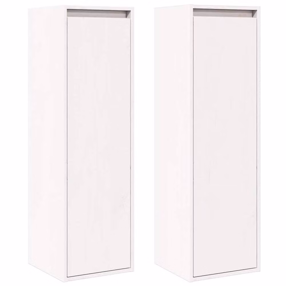 Berkfield Home Set of 2 White Solid Pinewood Wall Mounted Cabinets, W/D/H: 30 x 30 x 100 cm – 3