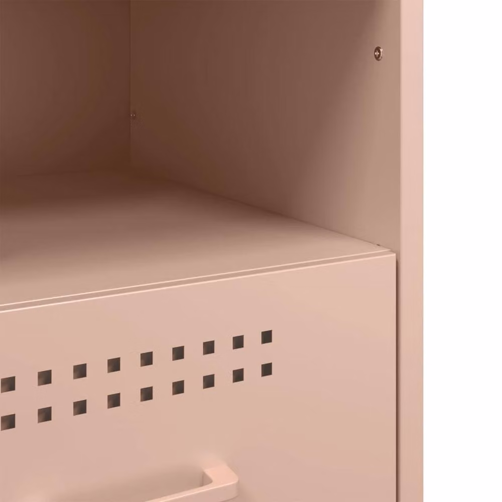 Berkfield Home Sturdy Metal Bedside Cabinets, 2 Pack, Pink, W/D/H: 39 x 36 x 50.5 cm – 2