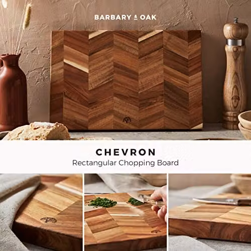 Barbary & Oak BO847022 Chevron Rectangle Acacia Wood Chopping Board, Brown – 2
