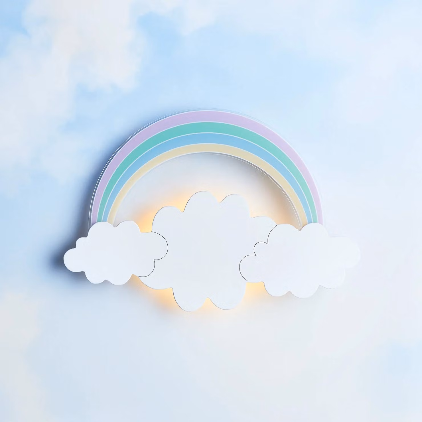 Lights4fun Rainbow and Cloud Multicolour LED Childrens Wall Night Light with Remote Control and Timer
