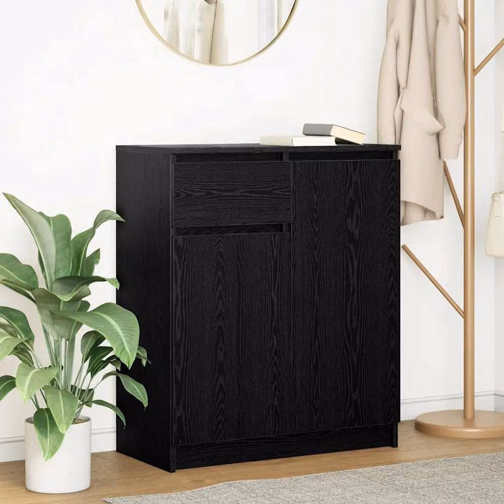 Berkfield Home Modern Black Oak Sideboard with Drawer, W/D/H: 71 x 35 x 84 cm – 2