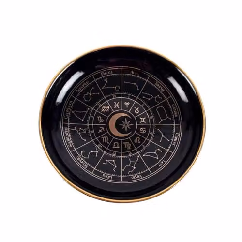 Something Different Wholesale Black and Gold Astrology Wheel Ceramic Trinket Dish – 1
