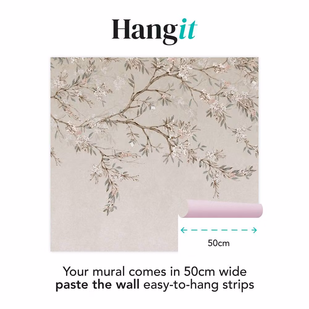 Superfresco Easy Blossom Trail Floral Wall Mural in Beige and Pink, W: 300 cm, H: 280 cm – 2