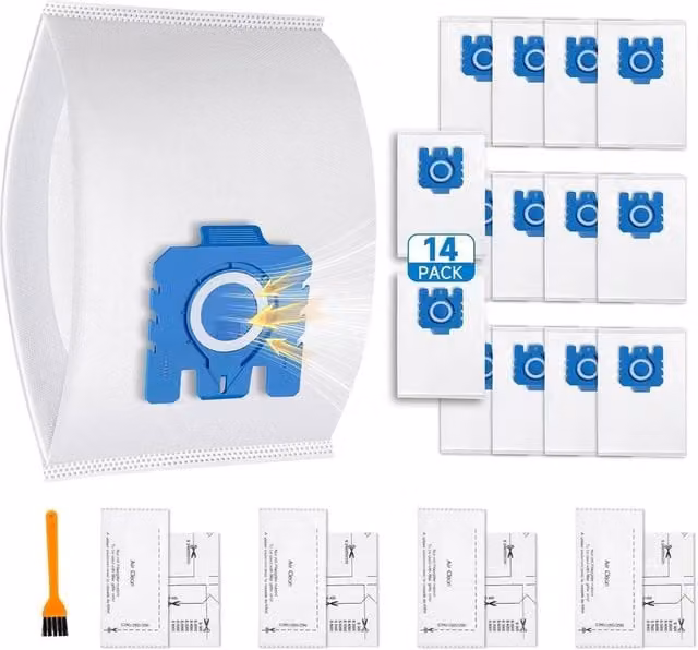 Nordara 14 Pack 3D GN Vacuum Bags Compatible with Miele, White