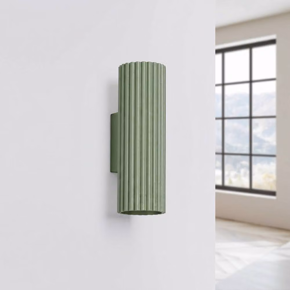 Sollux Lighting Minimalist Cylinder Wall Lamps in Green, 2x Light, W/D/H: 20 x 6.5 x 8.5 cm – 2