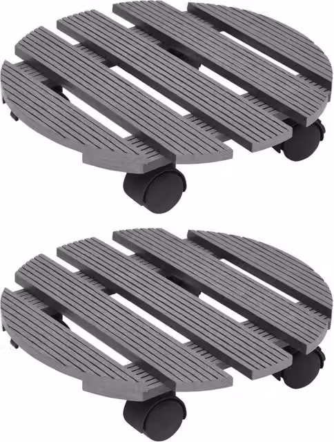 Berkfield Home WPC Plant Trolleys, 2 Pieces, Grey, W: 30 cm, D: 7.5 cm