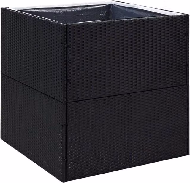 Berkfield Home Black Poly Rattan Garden Planter Tub W/D/H: 80 x 80 x 80 cm – 1