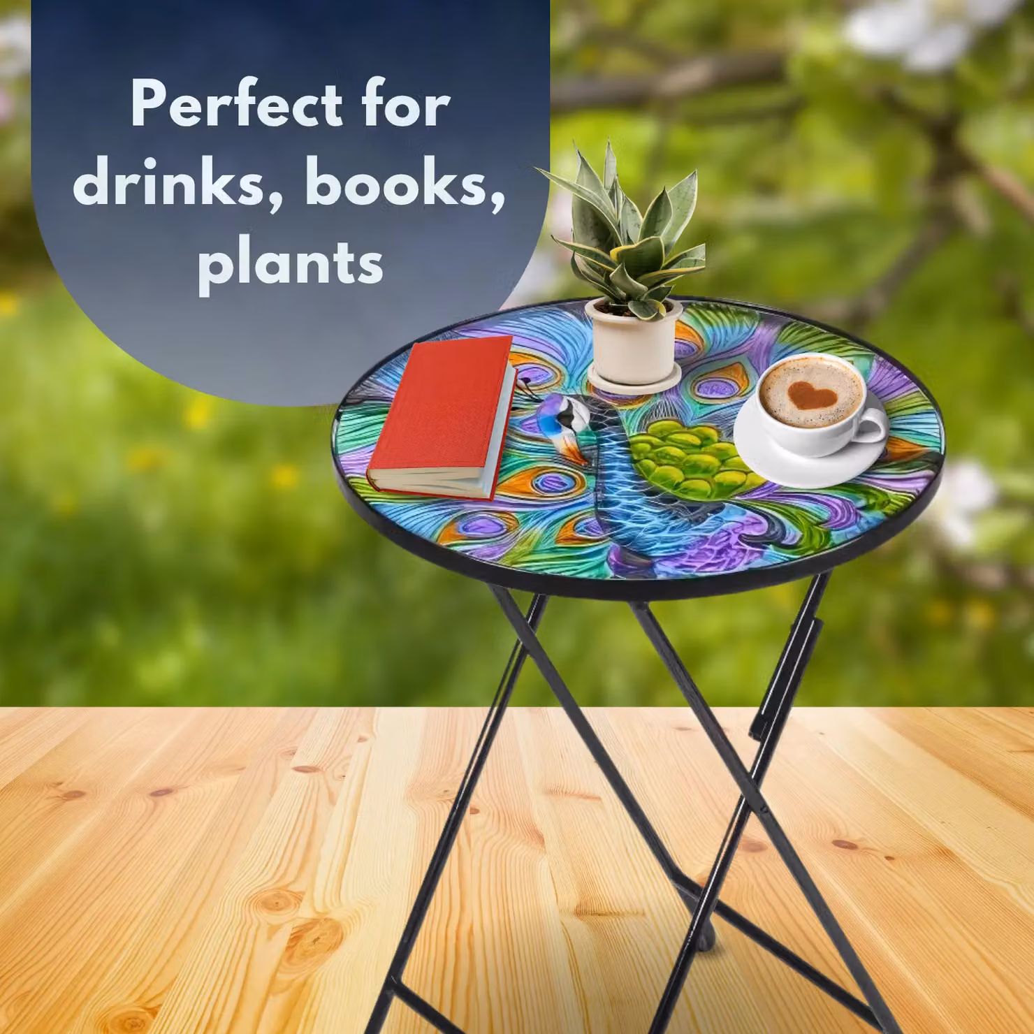 Marco Paul Foldable Outdoor Table in Multicolour Floral Design – 4