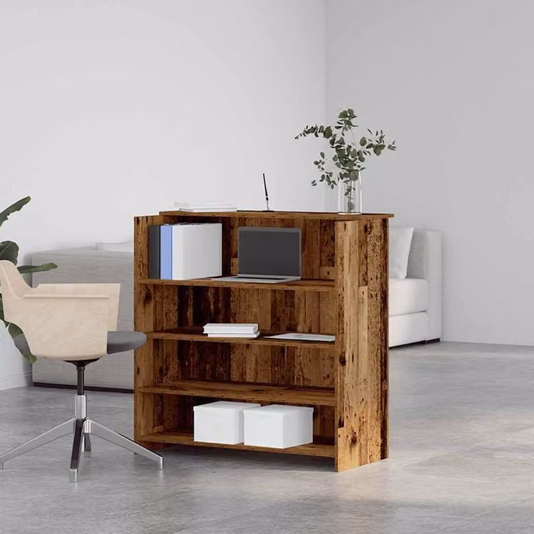 Berkfield Home Reception Desk in Brown Old Wood, W/D/H: 100 x 50 x 103.5 cm