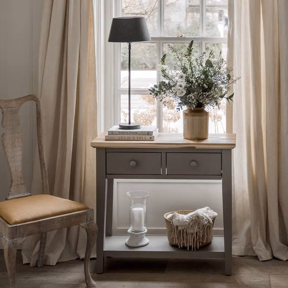 Statement Furniture Florence Acacia Wood Console Table in Grey, W/D/H: 82.5 x 32.5 x 76 cm – 2
