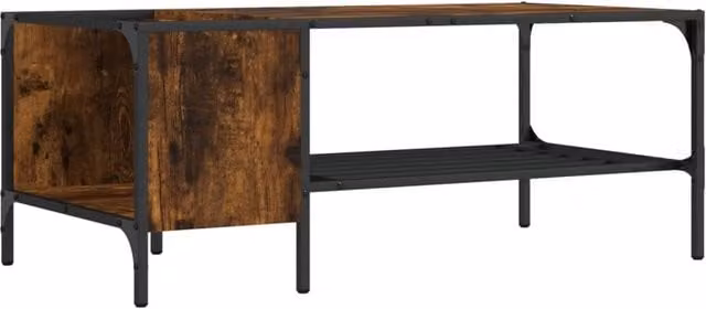 Berkfield Home Smoked Oak Coffee Table with Rack, Brown, W: 100 cm, D: 51 cm, H: 40 cm