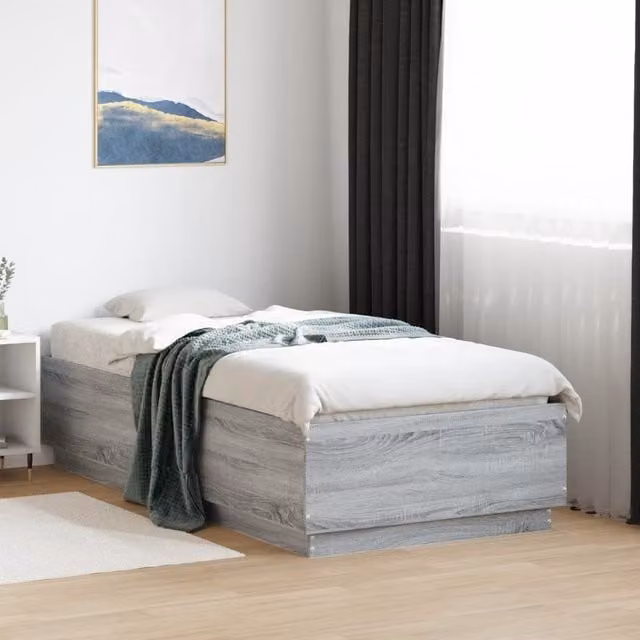Berkfield Home Single Bed Frame in Grey Sonoma, W/D/H: 90 x 190 cm