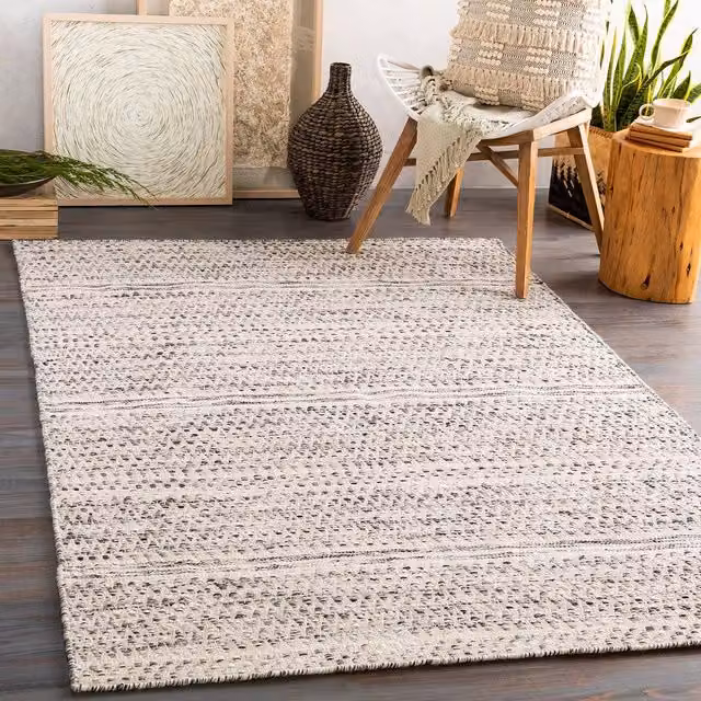 Livabliss Mardin Hand Woven Modern Wool Rug in Black and Beige, W: 185 cm, D: 275 cm – 1