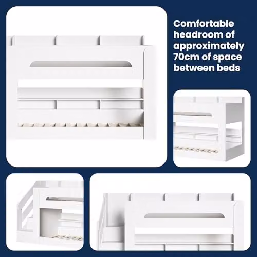 Flair Furnishings White Double Bunk Bed for Children with Staircase Storage and Side Compartments – 3
