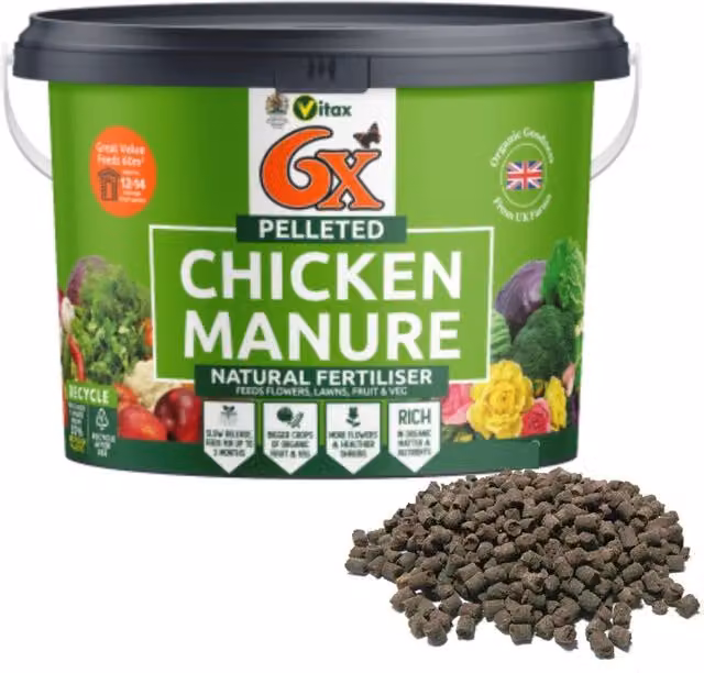 Vitax Organic Natural Poultry Chicken Manure Pellets for Lawns, Vegetables and Ornamental Gardens, 7kg
