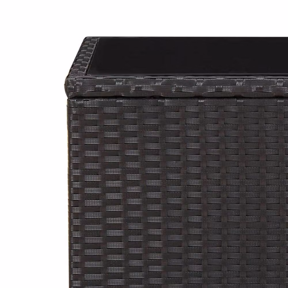 Berkfield Home Modern Black Poly Rattan Tea Table with Tempered Glass Top – 4
